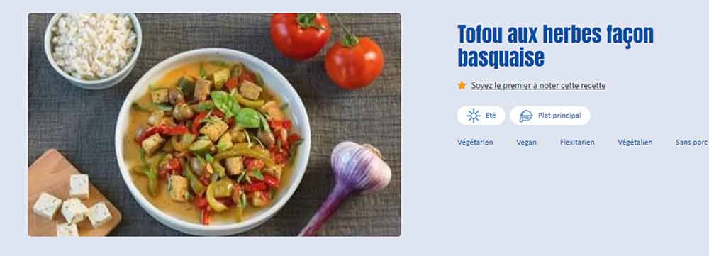 Recette végétarienne de tofou à la basquaise
