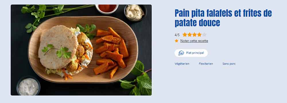 Recette de pain falafels et frites et patate douce