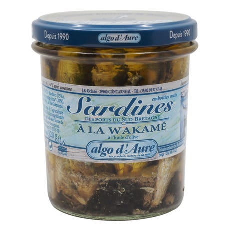 Sardines huile olive wakamé 320g