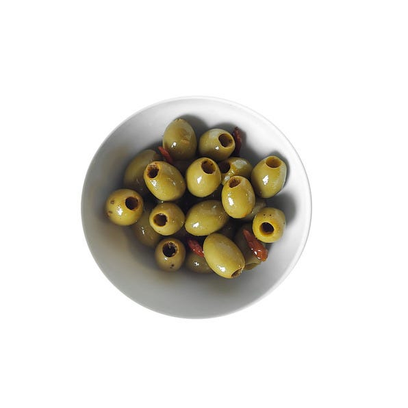 Olive verte dénoyautée pimentée