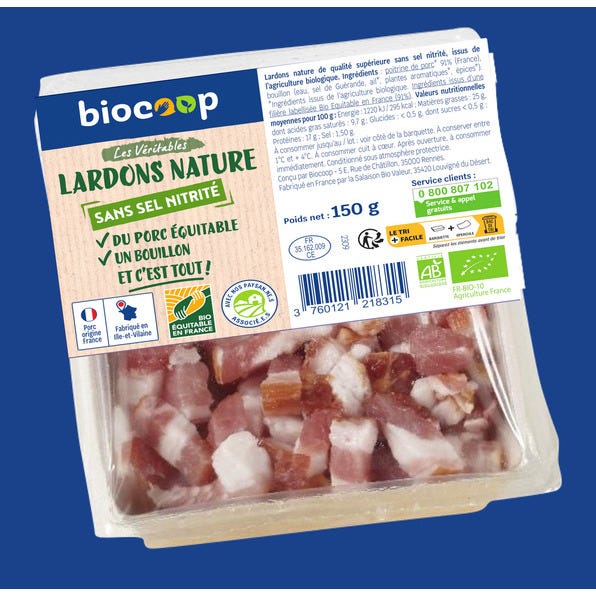 Lardons nature s/sel nitrité 150g