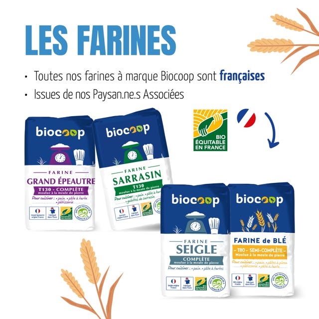 Gamme de farines Biocoop - 100% françaises